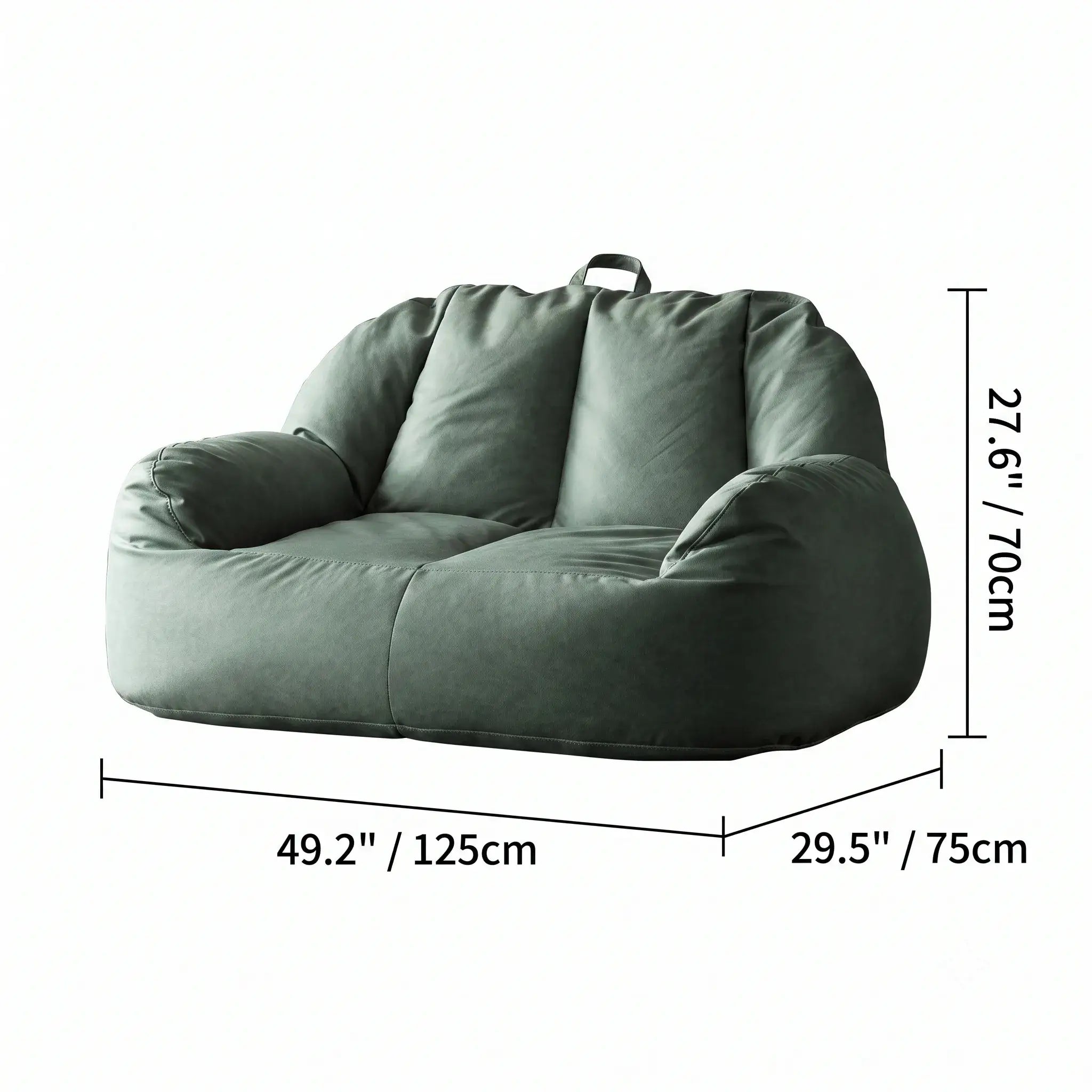Suede-Look 2-Person Bean Bag Sofa With Ottoman for Small Spaces