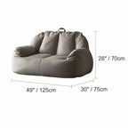 Suede-Look 2-Person Bean Bag Sofa With Ottoman for Small Spaces