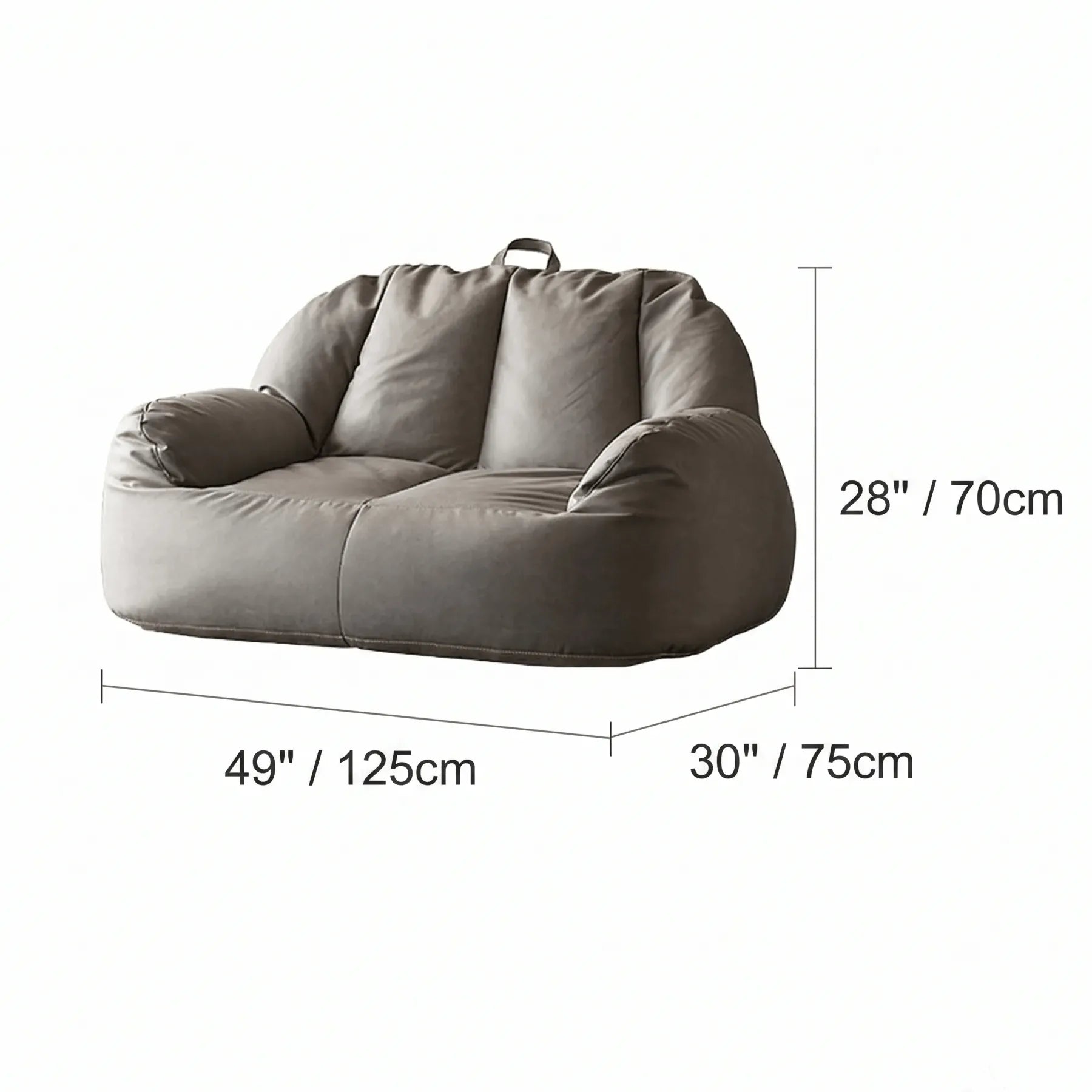 Suede-Look 2-Person Bean Bag Sofa With Ottoman for Small Spaces