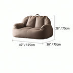 Suede-Look 2-Person Bean Bag Sofa With Ottoman for Small Spaces