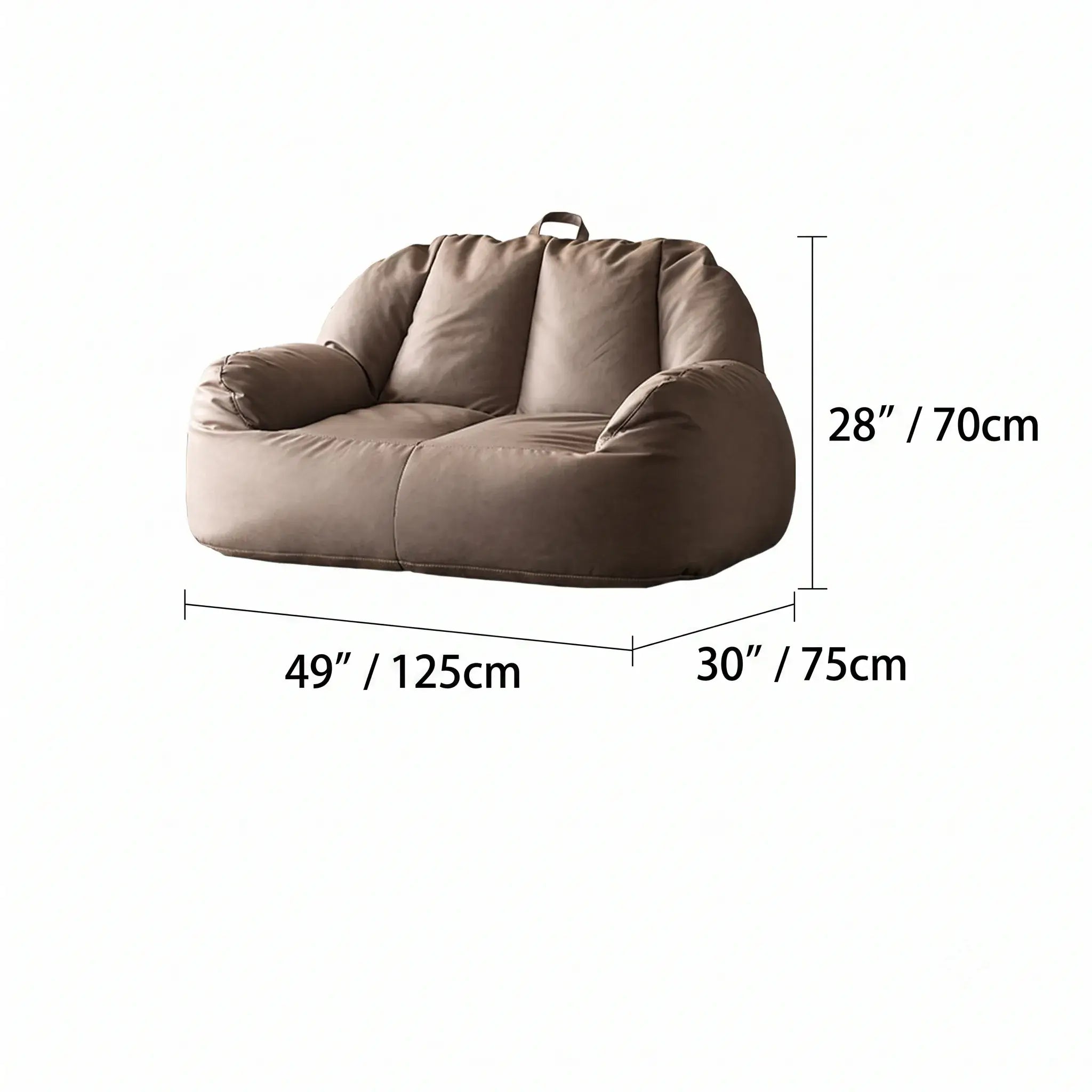 Suede-Look 2-Person Bean Bag Sofa With Ottoman for Small Spaces