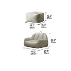 Suede-Look 2-Person Bean Bag Sofa With Ottoman for Small Spaces