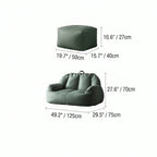 Suede-Look 2-Person Bean Bag Sofa With Ottoman for Small Spaces