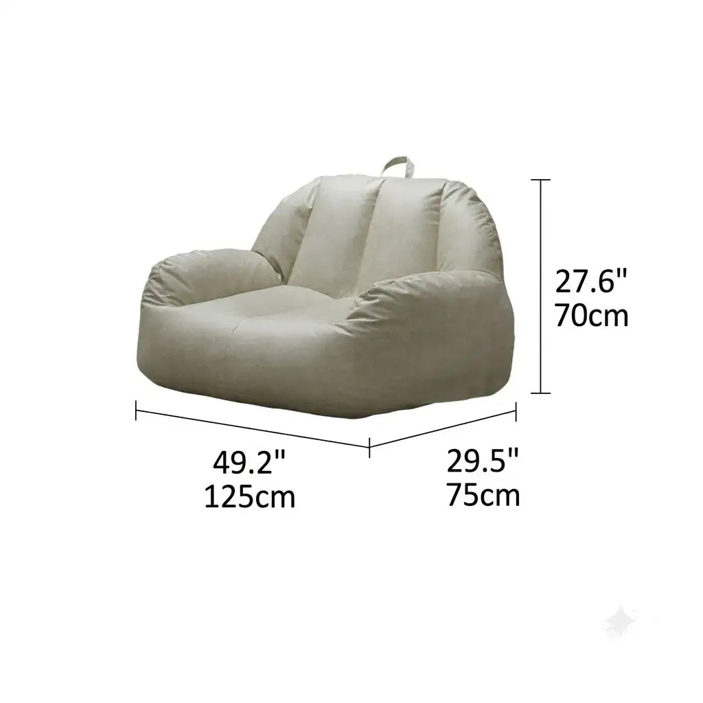 Suede-Look 2-Person Bean Bag Sofa With Ottoman for Small Spaces