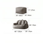 Suede-Look 2-Person Bean Bag Sofa With Ottoman for Small Spaces Dimensions