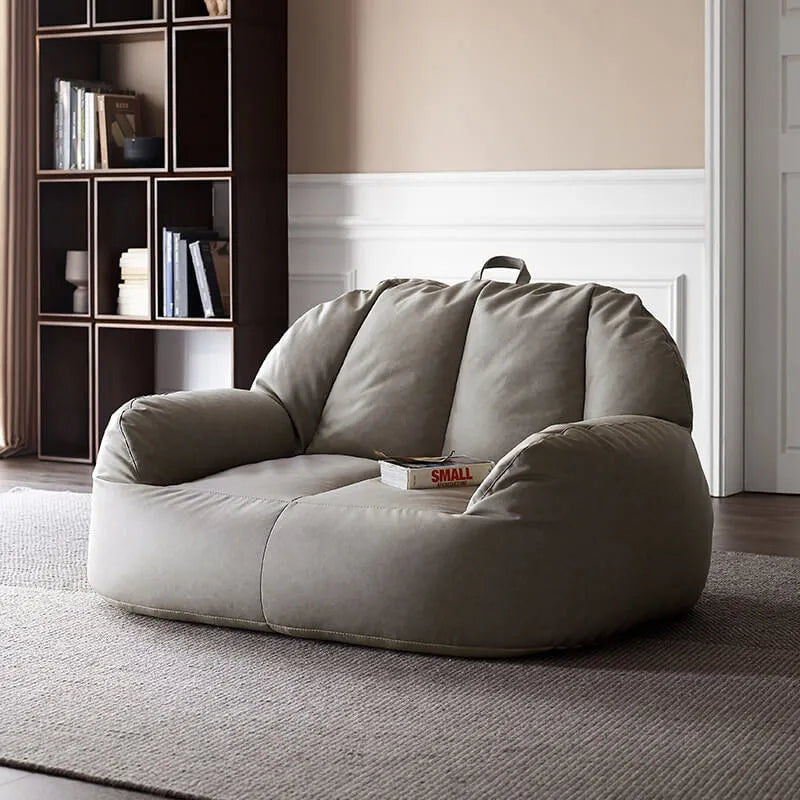 Suede-Look 2-Person Bean Bag Sofa With Ottoman for Small Spaces Main Product Image