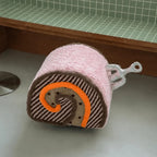 Swiss Roll Accent Stool with Wheels, Plush Color-Block Decor Piece