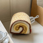 Swiss Roll Accent Stool with Wheels, Plush Color-Block Decor Piece