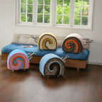 Swiss Roll Accent Stool with Wheels, Plush Color-Block Decor Piece