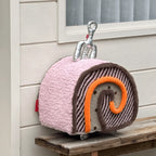 Swiss Roll Accent Stool with Wheels, Plush Color-Block Decor Piece