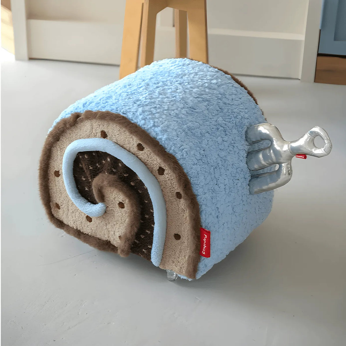 Swiss Roll Accent Stool with Wheels, Plush Color-Block Decor Piece Main Product Image Main image