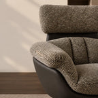Swivel Cocoon Lounge Chair With Textured Upholstery and Sculptural Shell