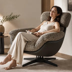 Swivel Cocoon Lounge Chair With Textured Upholstery and Sculptural Shell