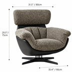 Swivel Cocoon Lounge Chair With Textured Upholstery and Sculptural Shell Dimensions