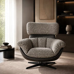 Swivel Cocoon Lounge Chair With Textured Upholstery and Sculptural Shell Main Product Image