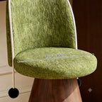 Swivel French Vintage Vanity Stool With Curved Back and Woodgrain Base