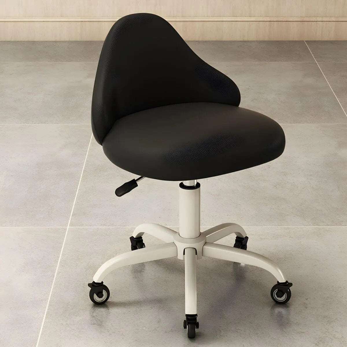 Swivel Leather Styling Chair with Adjustable Height and 5-Wheel Base