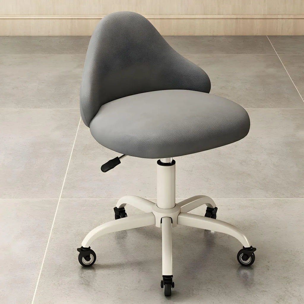 Swivel Leather Styling Chair with Adjustable Height and 5-Wheel Base
