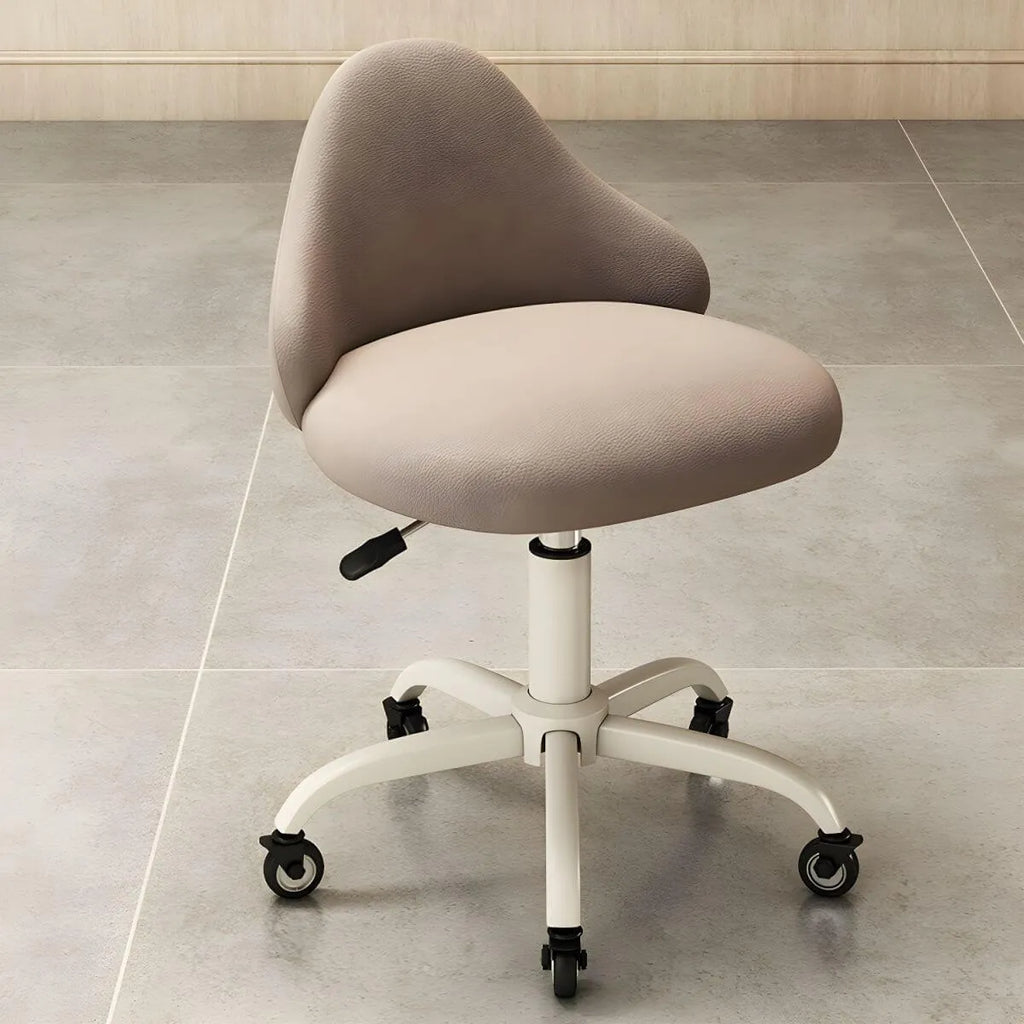 Swivel Leather Styling Chair with Adjustable Height and 5-Wheel Base