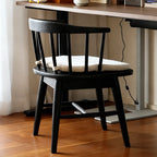 Swivel Windsor Chair with Upholstered Seat, Solid Wood Retro Armchair