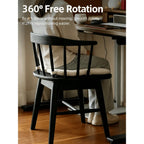 Swivel Windsor Chair with Upholstered Seat, Solid Wood Retro Armchair