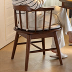 Swivel Windsor Chair with Upholstered Seat, Solid Wood Retro Armchair