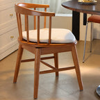 Swivel Windsor Chair with Upholstered Seat, Solid Wood Retro Armchair