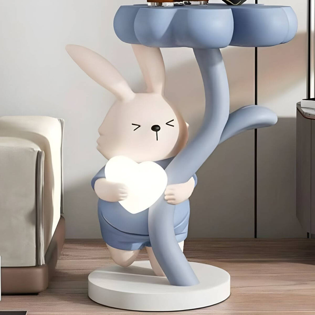 Tall Modern Figurine Base End Table with Fiberglass Round Top