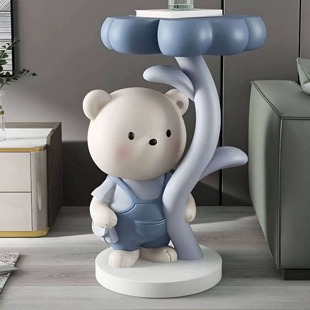 Tall Modern Figurine Base End Table with Fiberglass Round Top