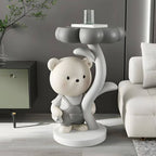 Tall Modern Figurine Base End Table with Fiberglass Round Top