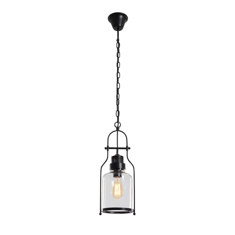 Tarrice Industrial Pendant Light with Clear Glass Jar Shade