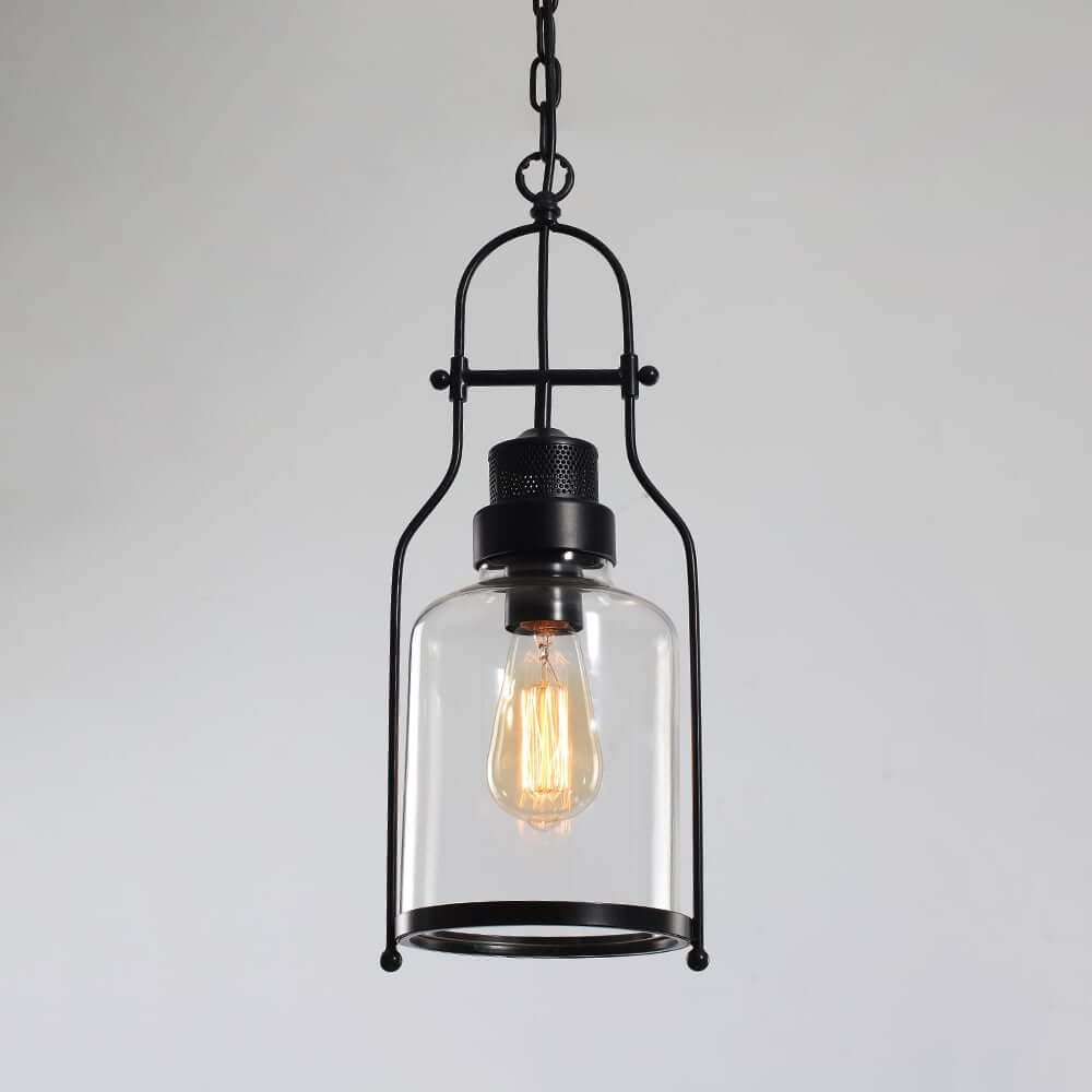 Tarrice Industrial Pendant Light with Clear Glass Jar Shade