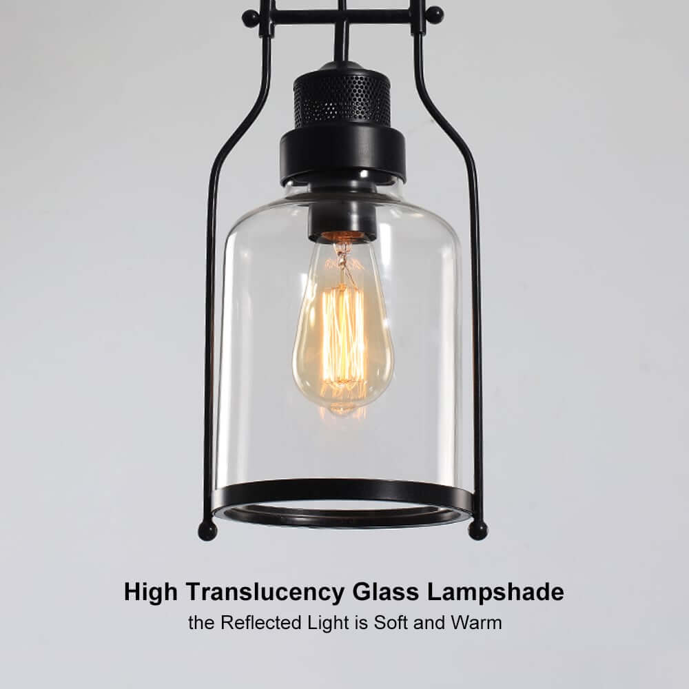 Tarrice Industrial Pendant Light with Clear Glass Jar Shade