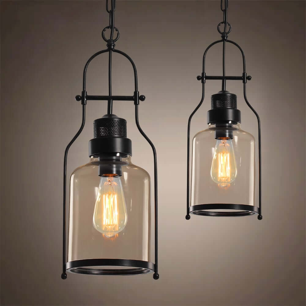 Tarrice Industrial Pendant Light with Clear Glass Jar Shade Main Product Image