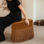 Tassel Sculptural Ottoman Stool in Cream Gray Caramel for Entryway