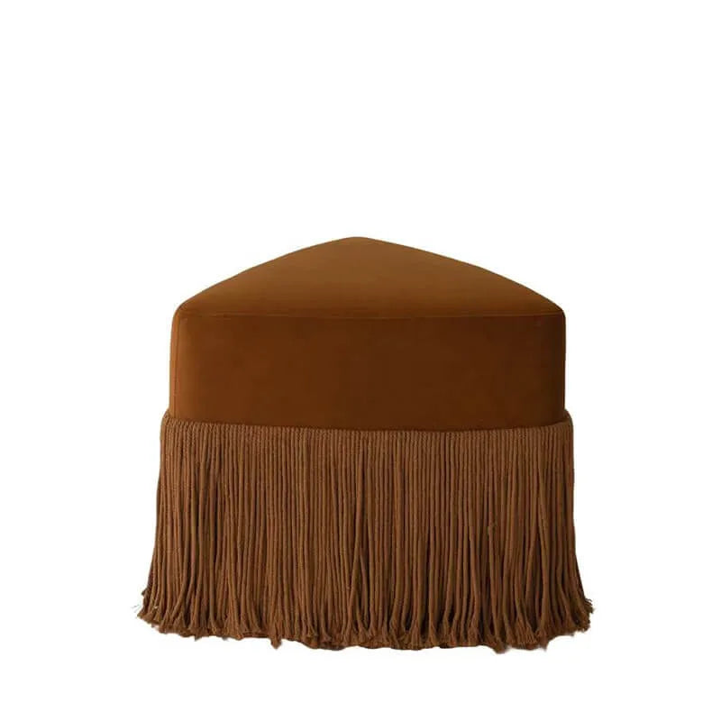 Tassel Sculptural Ottoman Stool in Cream Gray Caramel for Entryway