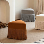 Tassel Sculptural Ottoman Stool in Cream Gray Caramel for Entryway