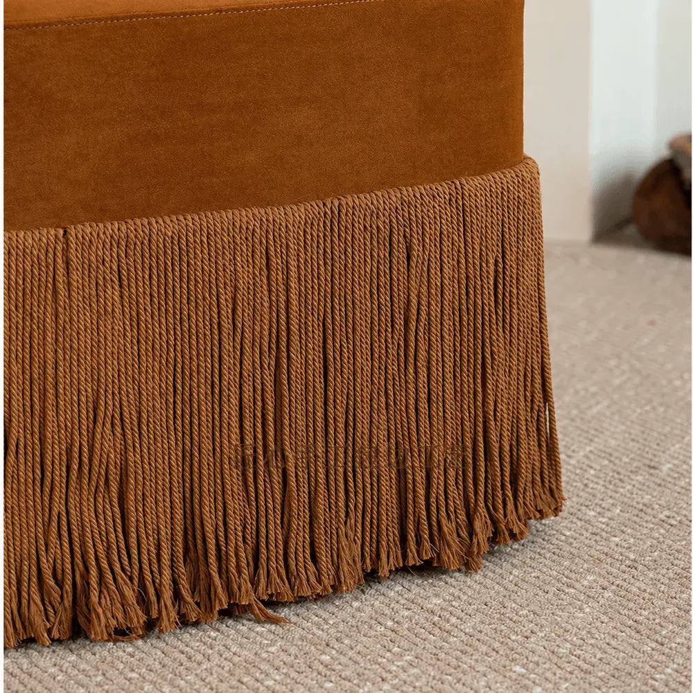 Tassel Sculptural Ottoman Stool in Cream Gray Caramel for Entryway