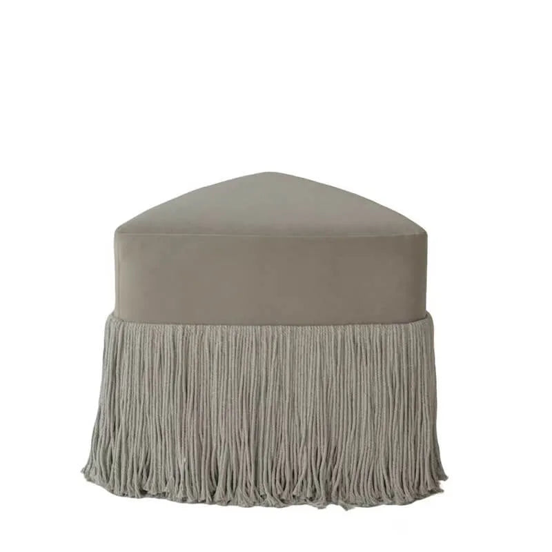 Tassel Sculptural Ottoman Stool in Cream Gray Caramel for Entryway