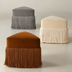 Tassel Sculptural Ottoman Stool in Cream Gray Caramel for Entryway