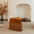 Tassel Sculptural Ottoman Stool in Cream Gray Caramel for Entryway