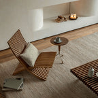 Teak Outdoor Lounge Chairs and Folding Tables with Cushioned Resort Style