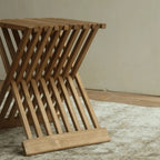 Teak Outdoor Lounge Chairs and Folding Tables with Cushioned Resort Style