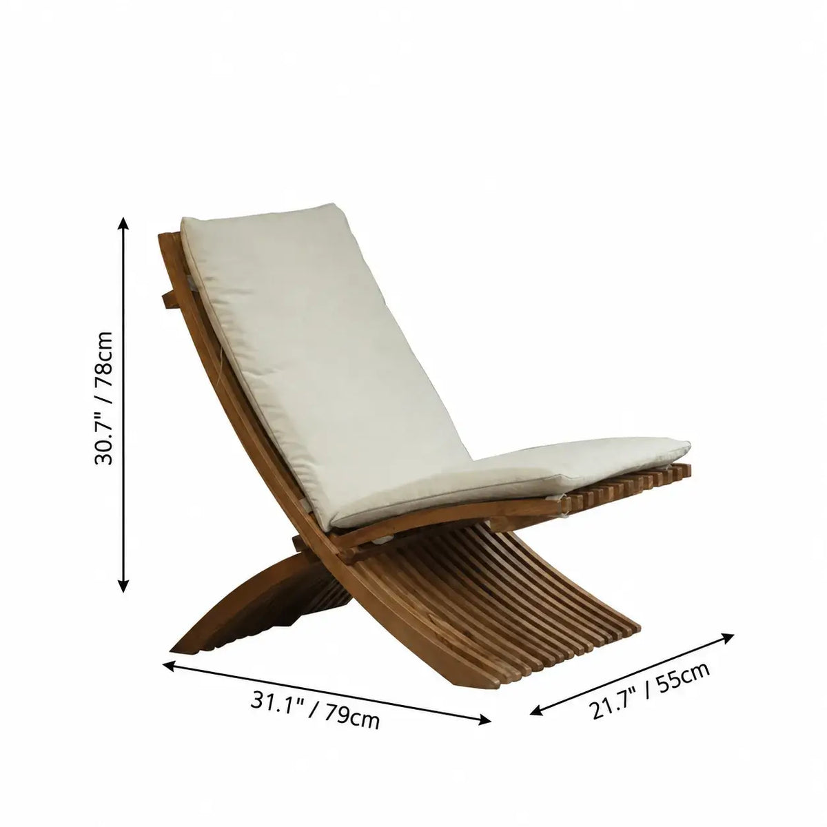 Teak Outdoor Lounge Chairs and Folding Tables with Cushioned Resort Style