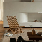 Teak Outdoor Lounge Chairs and Folding Tables with Cushioned Resort Style
