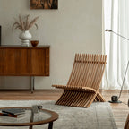 Teak Outdoor Lounge Chairs and Folding Tables with Cushioned Resort Style