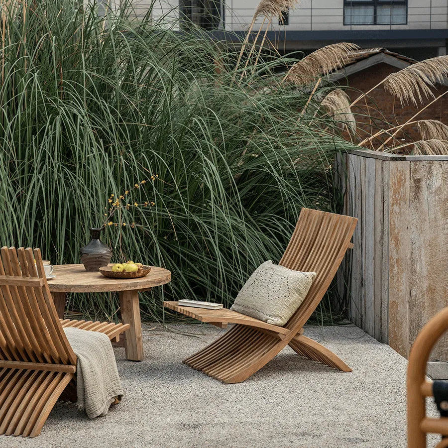 Teak Outdoor Lounge Chairs and Folding Tables with Cushioned Resort Style Main Product Image Main image