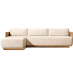 Teak Outdoor Sofa Conversation Set with PE Woven Frame and Coffee Table