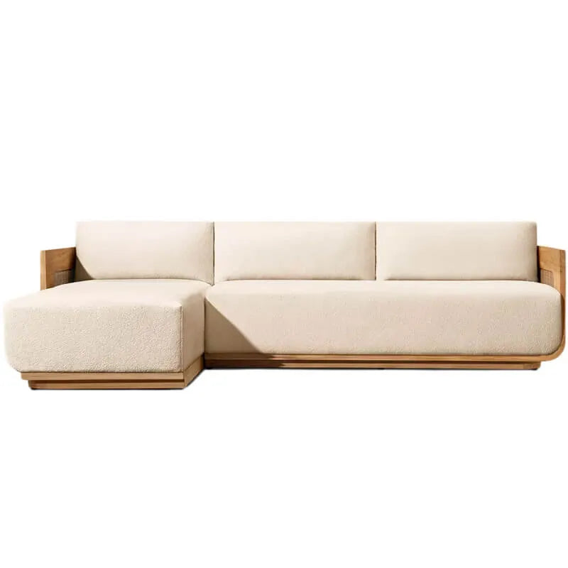Teak Outdoor Sofa Conversation Set with PE Woven Frame and Coffee Table