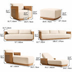 Teak Outdoor Sofa Conversation Set with PE Woven Frame and Coffee Table Dimensions